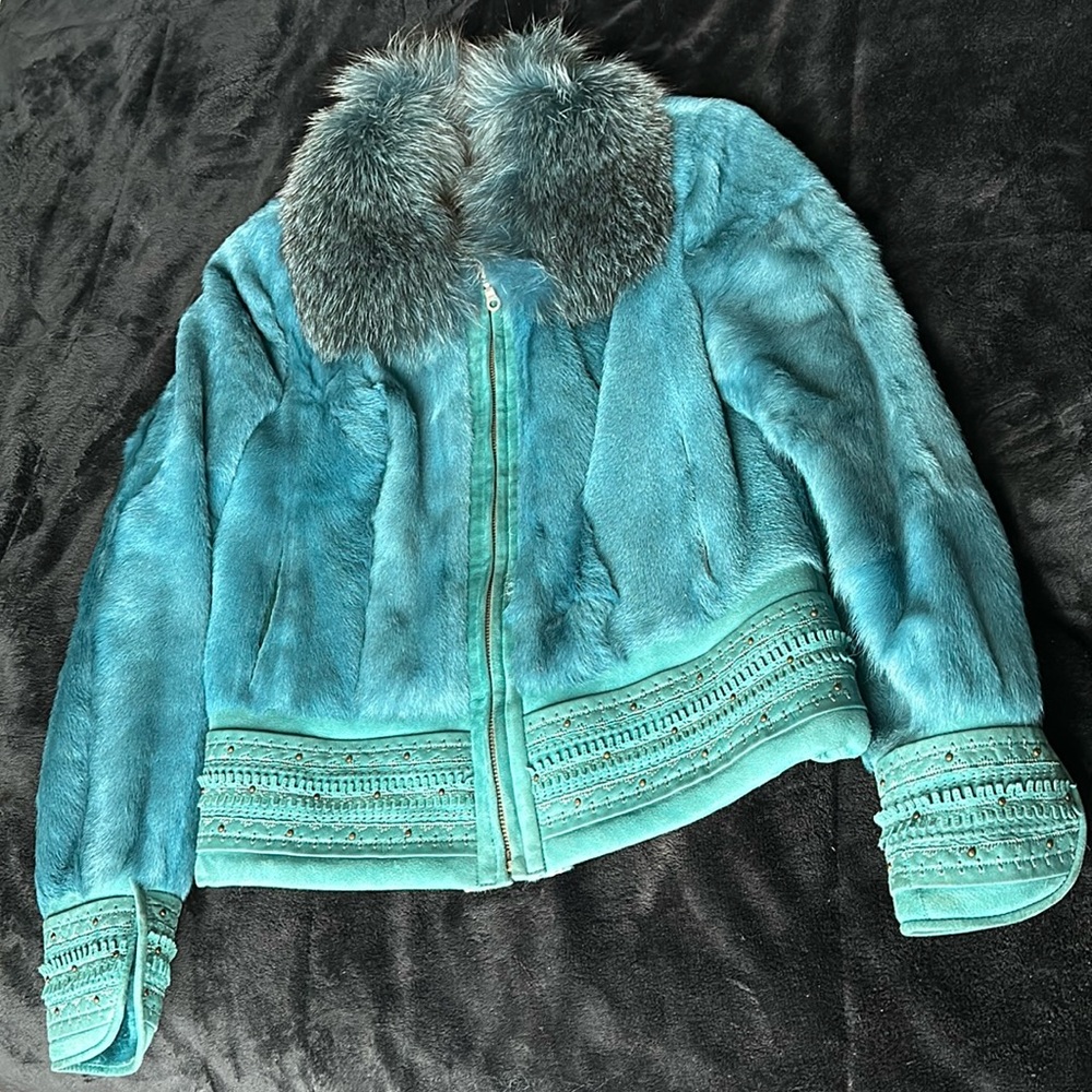 Natural Lambskin 100% Genuine Leather with Fur, and Natural Wool, Woman’s Coat.